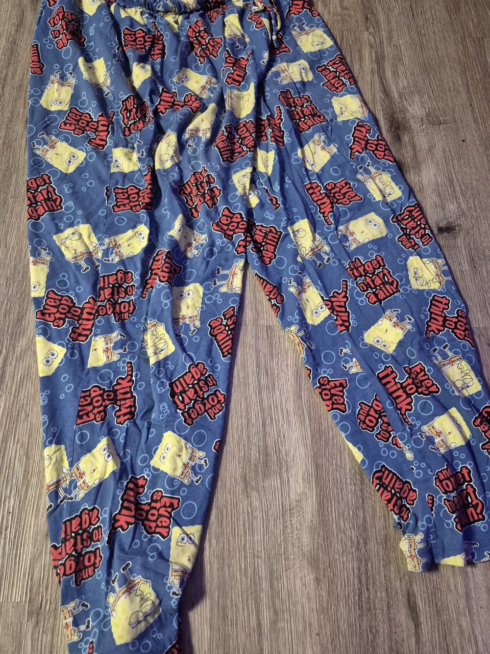 SpongeBob SquarePants Navy Blue Kids Pajama Bottoms with Yellow Character Print